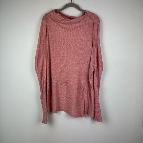 We the Free People Pink Londontown Thermal Oversized Boatneck Top, Size Small - Picture 1 of 12